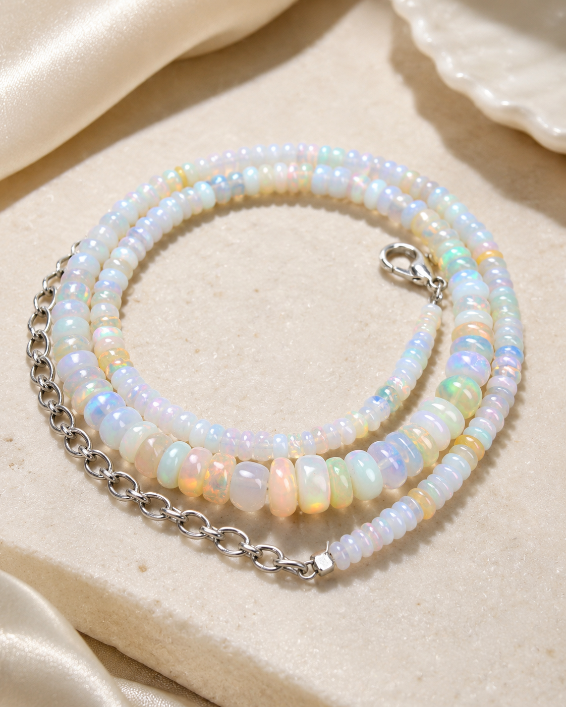 Natural White Opal Necklace
