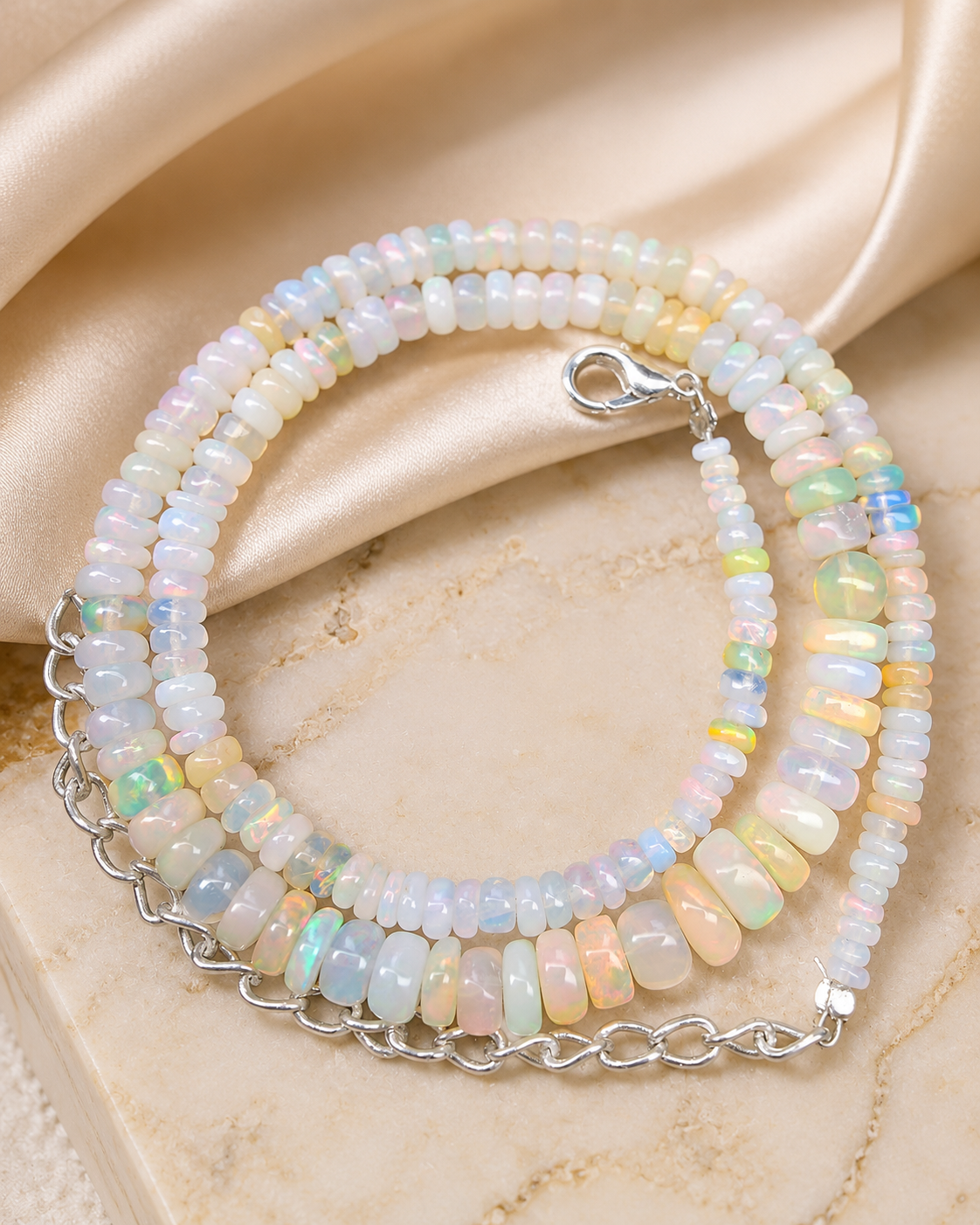 Natural White Opal Necklace